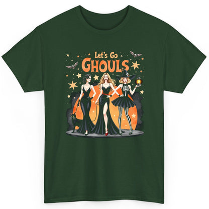 Let's Go Ghouls Halloween women T-Shirt Forest Green product mockup