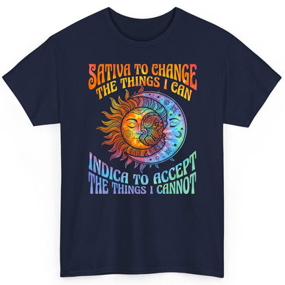 SATIVA TO CHANGE THE THINGS I CAN INDICA TO ACCEPT THE THINGS T-Shirt - product mockup - Navy