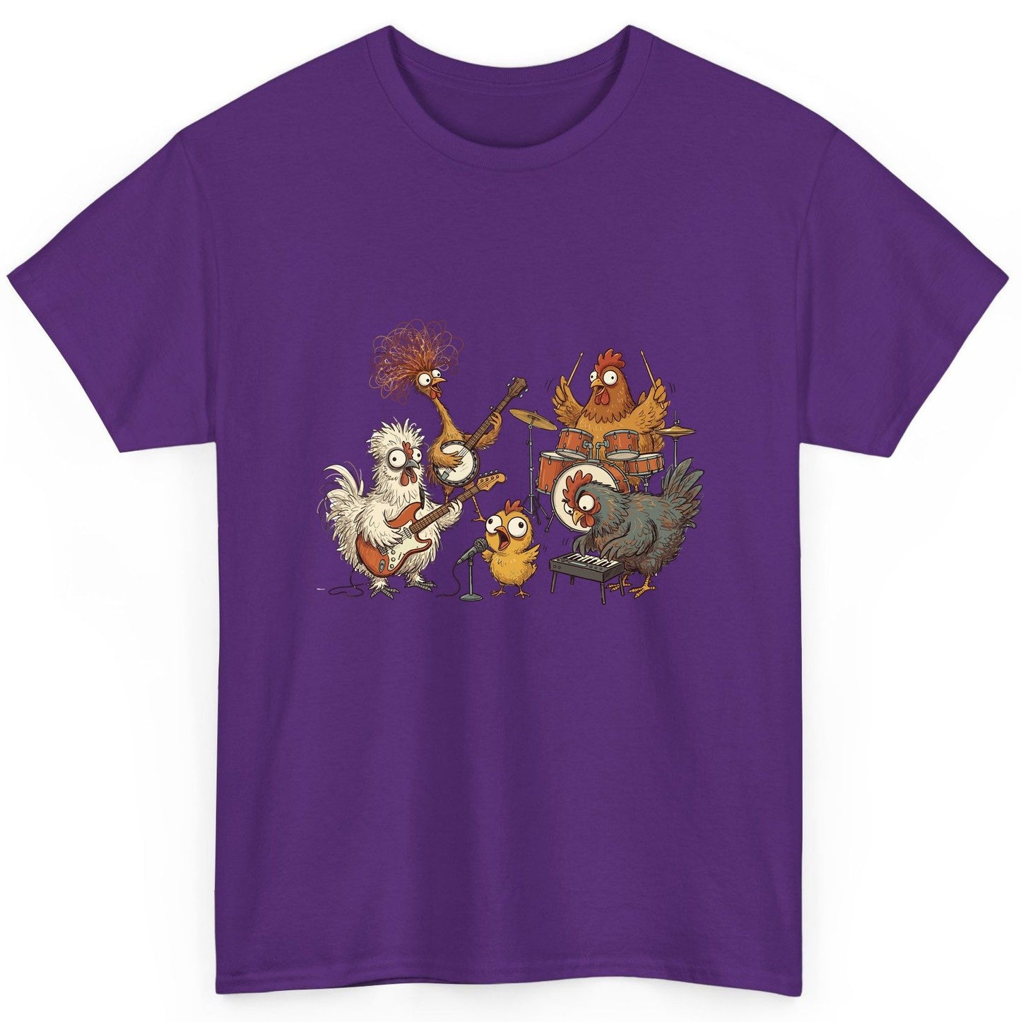 Chicken Rock Band chicken rock band T-Shirt Purple product mockup