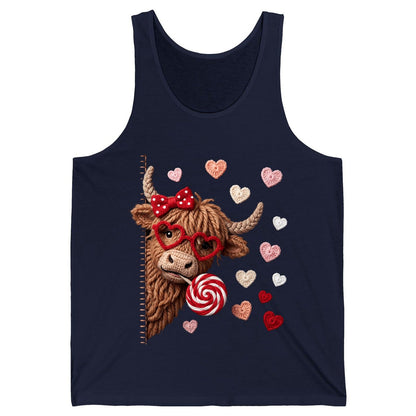 Crochet Valentine's Highland Cow highland cow Tank Top Navy product mockup