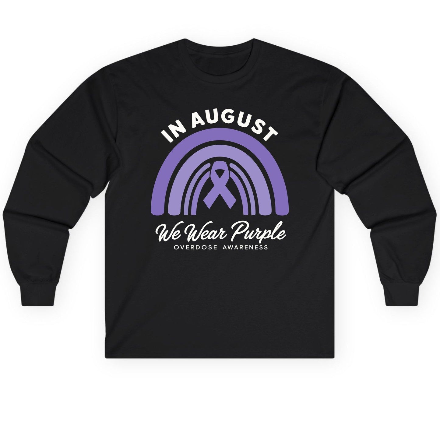 In August We Wear Purple Overdose Awareness overdose awareness Long Sleeve Tee Black product mockup
