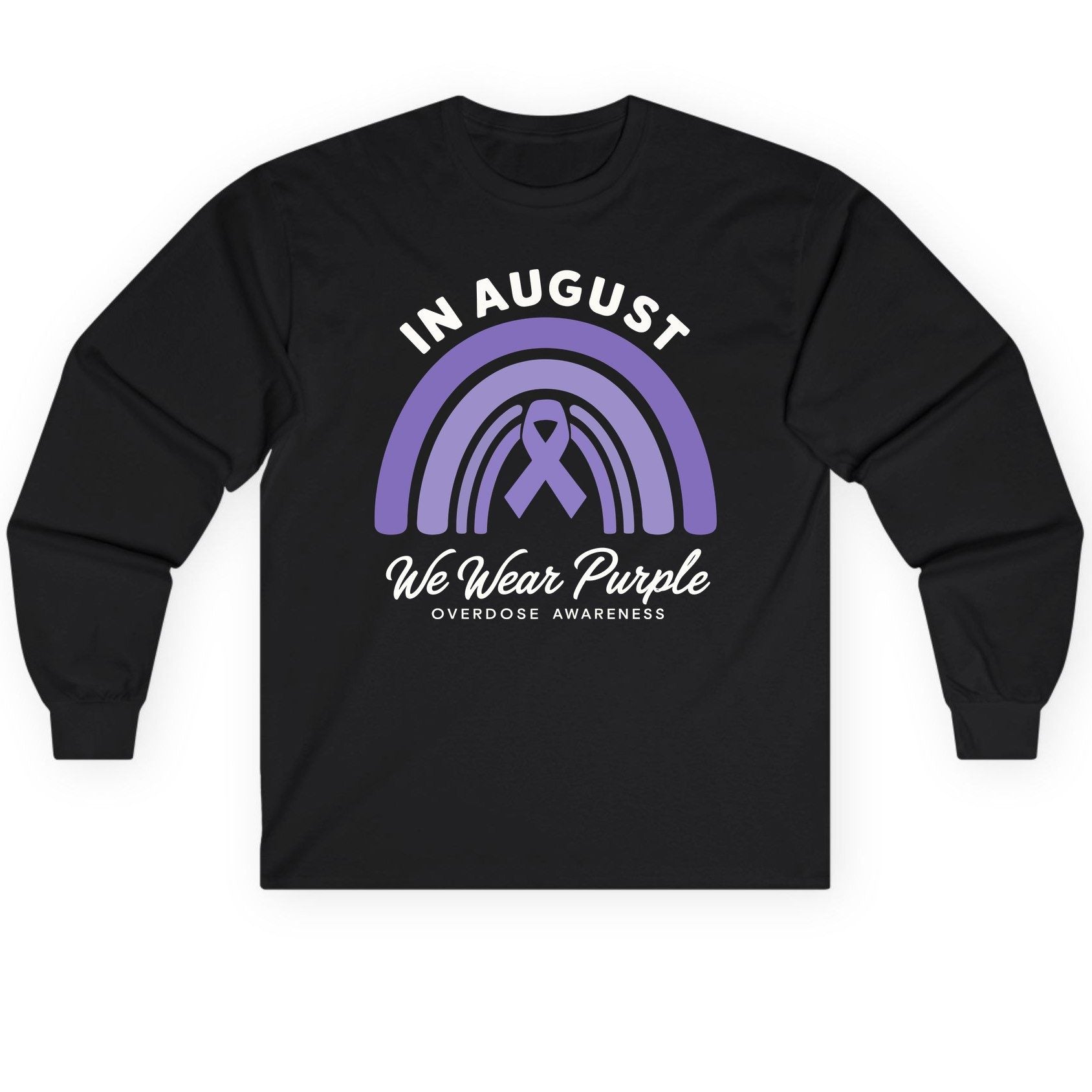 In August We Wear Purple Overdose Awareness overdose awareness Long Sleeve Tee Black product mockup