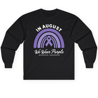 In August We Wear Purple Overdose Awareness overdose awareness Long Sleeve Tee Black product mockup