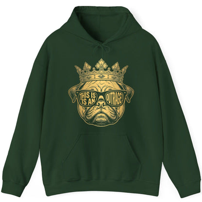 This Is An Outrage! Pug Hoodie Forest Green product mockup