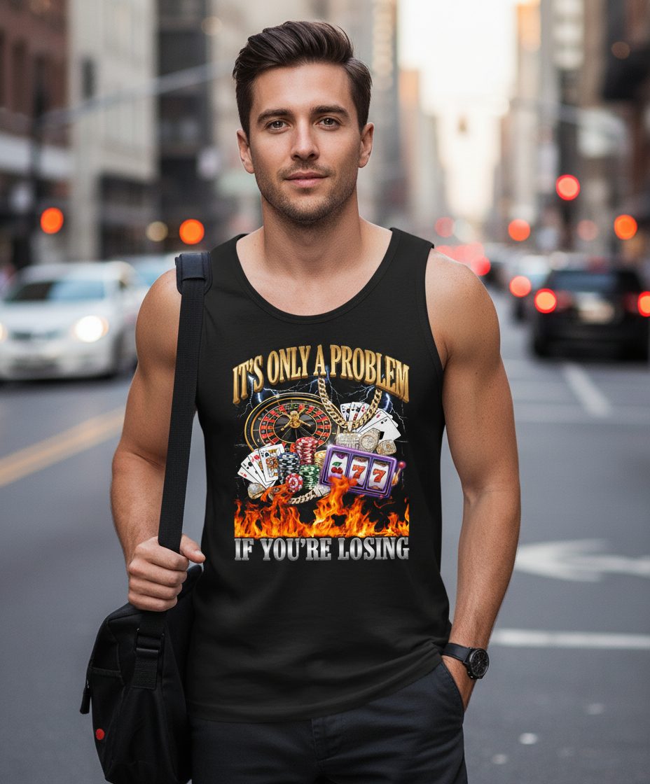It's Only a Problem If You're Losing gambling Tank Top Black lifestyle mockup