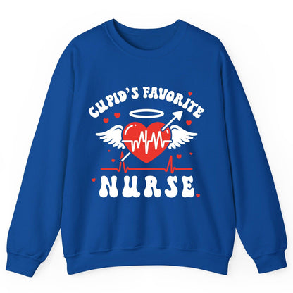 Cupid's Favorite Nurse nursing Sweatshirt Royal product mockup