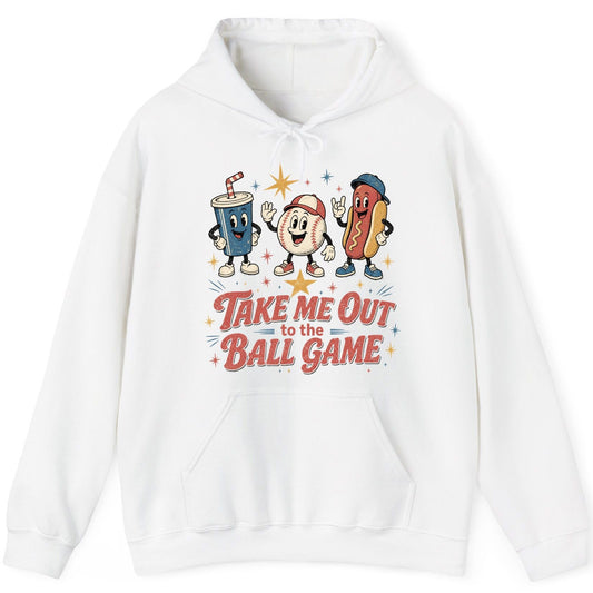 Take Me Out to the Ball Game Retro Baseball Hoodie - product mockup - White