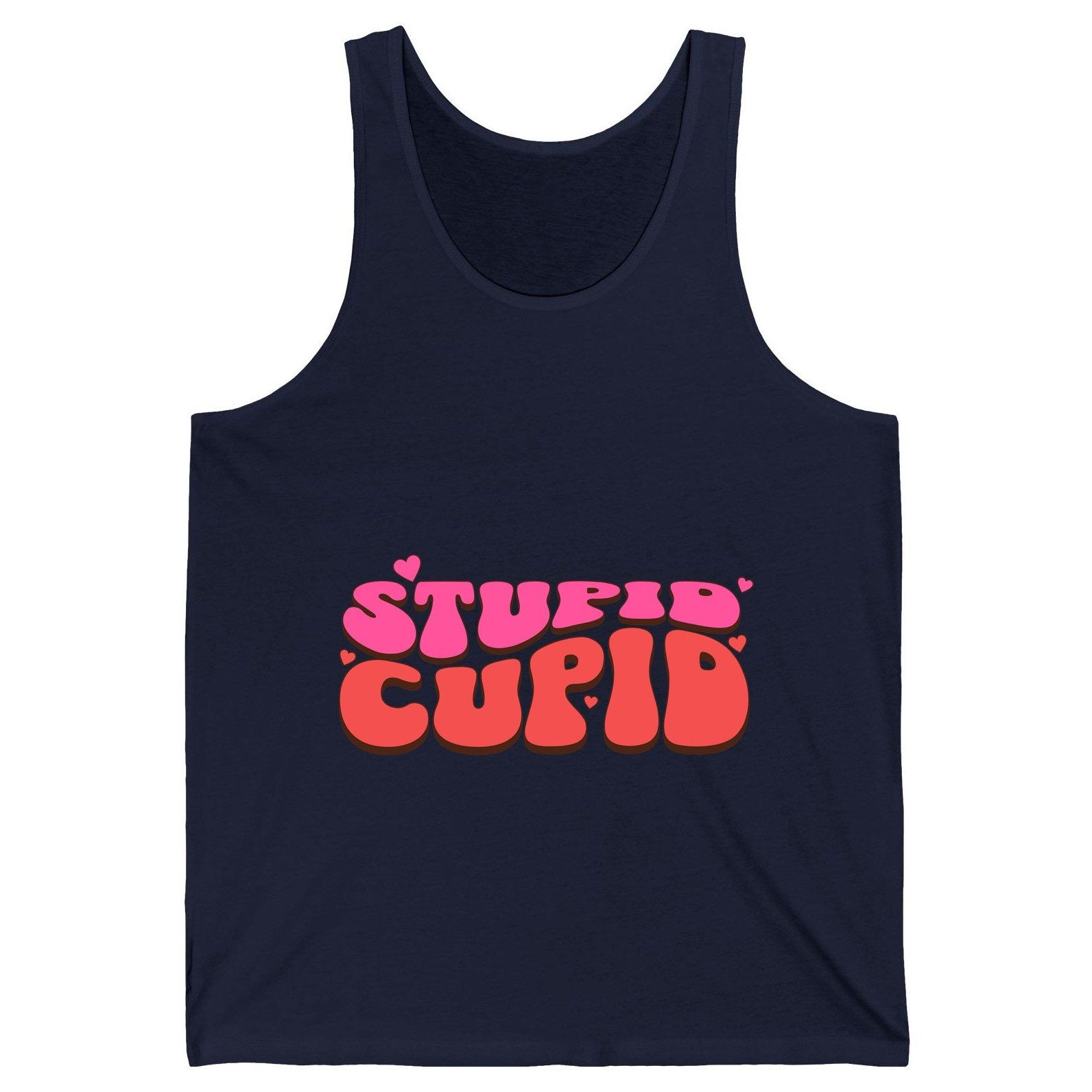 Stupid Cupid anti-Valentine's Day Tank Top Navy product mockup