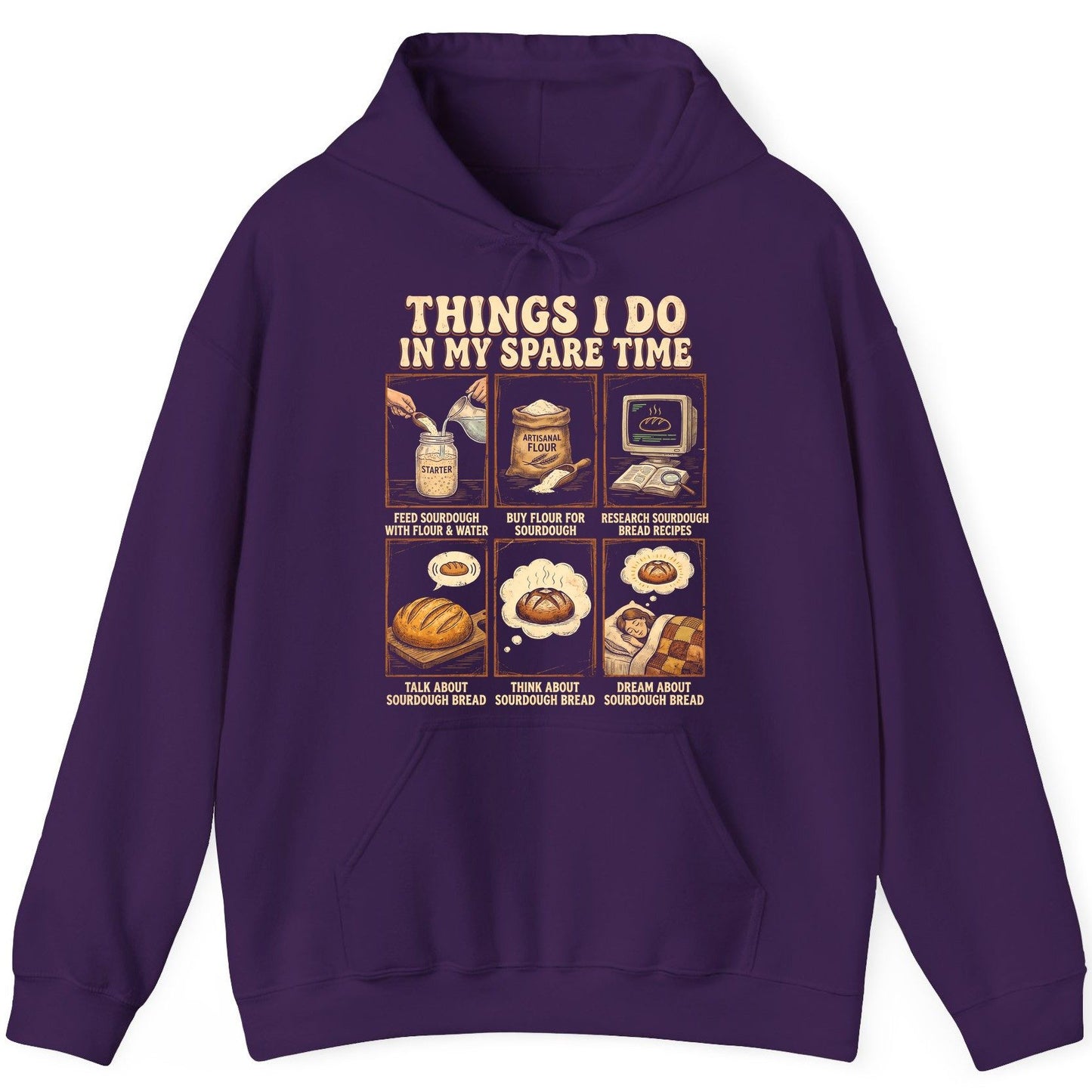 Things I Do in My Spare Time sourdough bread baking Hoodie Purple product mockup