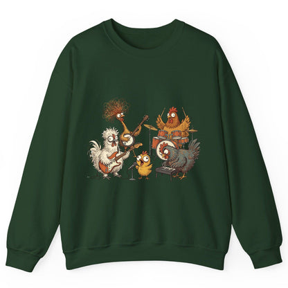 Chicken Rock Band chicken rock band Sweatshirt Forest Green product mockup