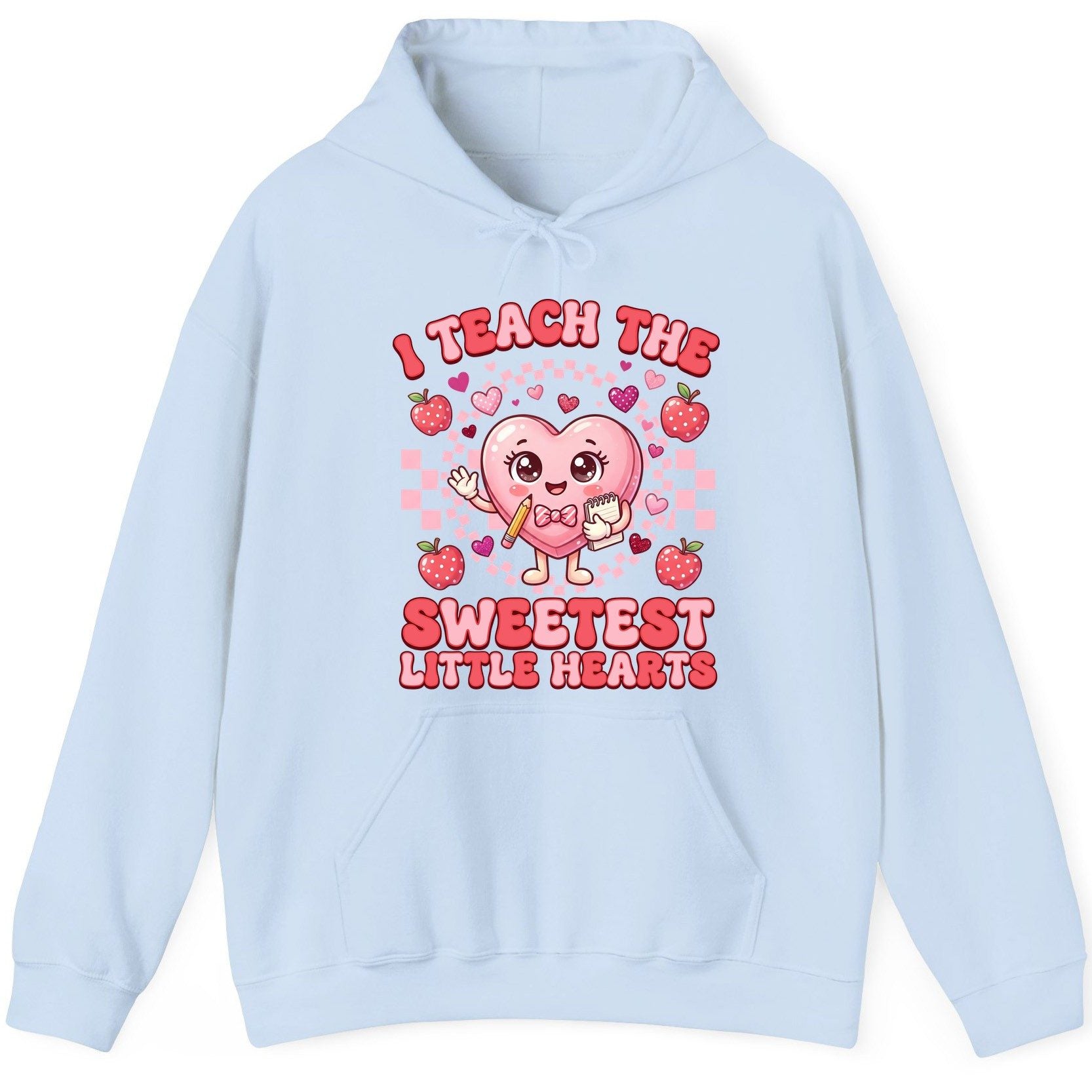 I Teach the Sweetest Little Hearts teaching Hoodie Light Blue product mockup