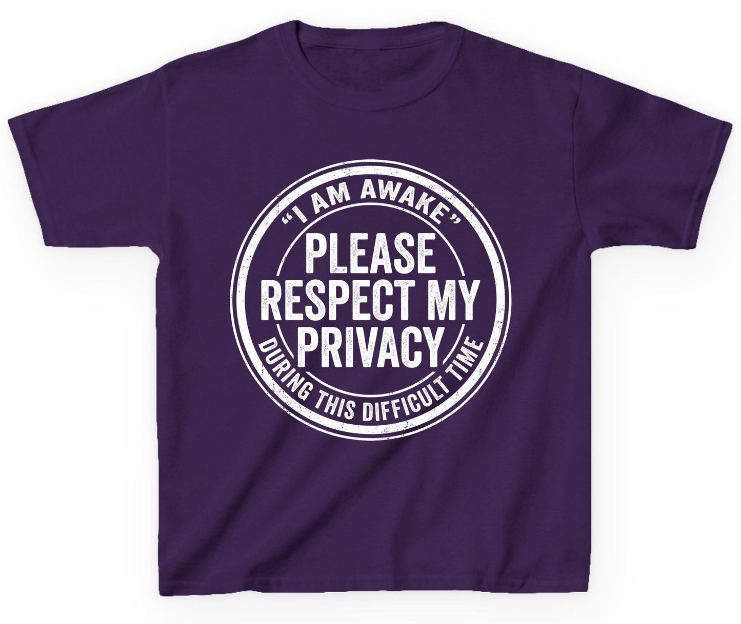 I Am Awake Please Respect My Privacy During This Difficult Time sarcastic humor Youth T-Shirt Purple product mockup