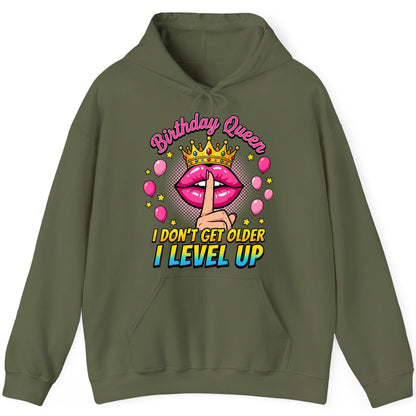 Birthday Queen I Don't Get Older I Level Up gamer birthday Hoodie Military Green product mockup