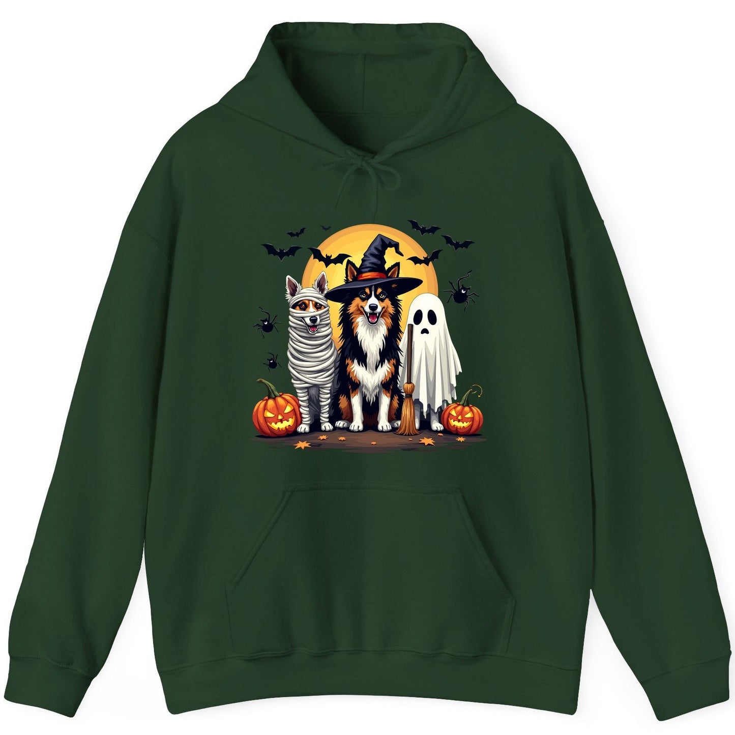 Halloween Dogs in Costumes Halloween dogs Hoodie Forest Green product mockup