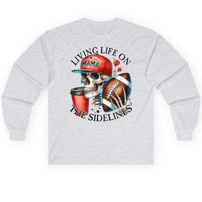 Living Life on the Sidelines football mama Long Sleeve Tee Ash product mockup