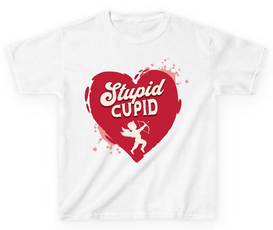 Stupid Cupid anti-Valentine's Day Youth T-Shirt White product mockup