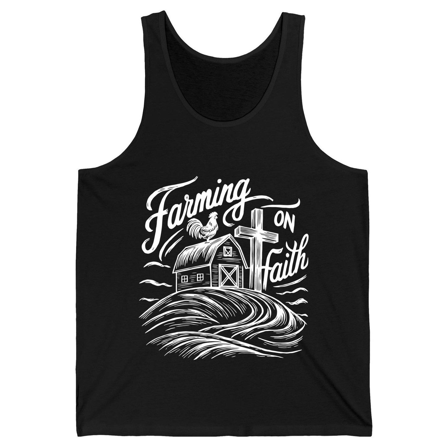 Farming on Faith christian farming Tank Top Black product mockup