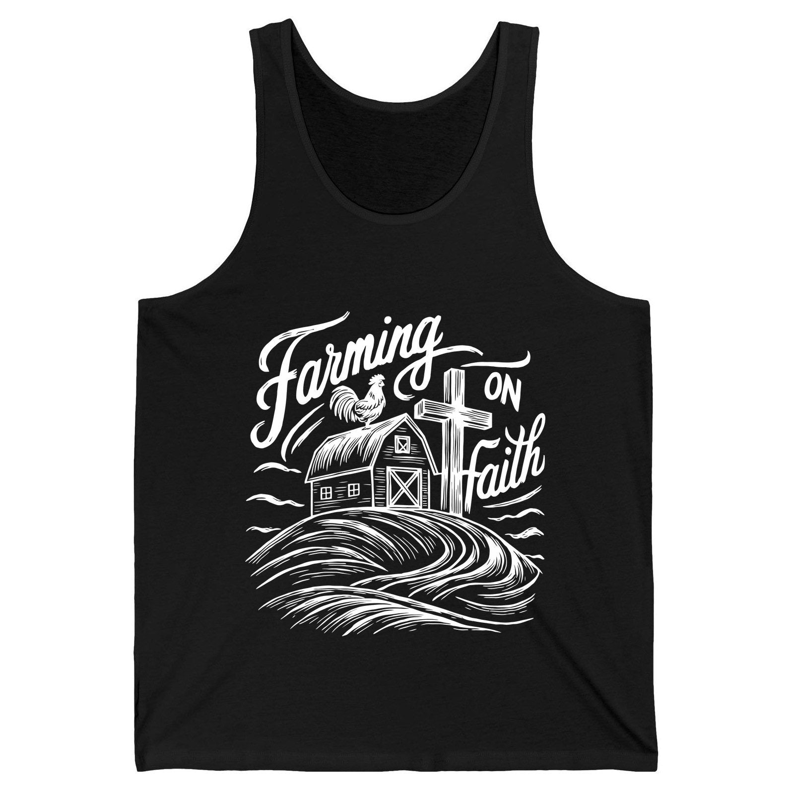 Farming on Faith christian farming Tank Top Black product mockup