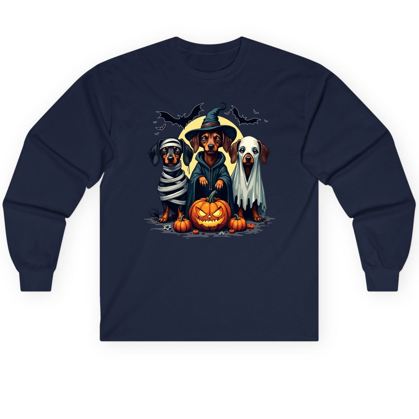 Dachshund Halloween Costumes dachshunds Long Sleeve Tee Navy product mockup
