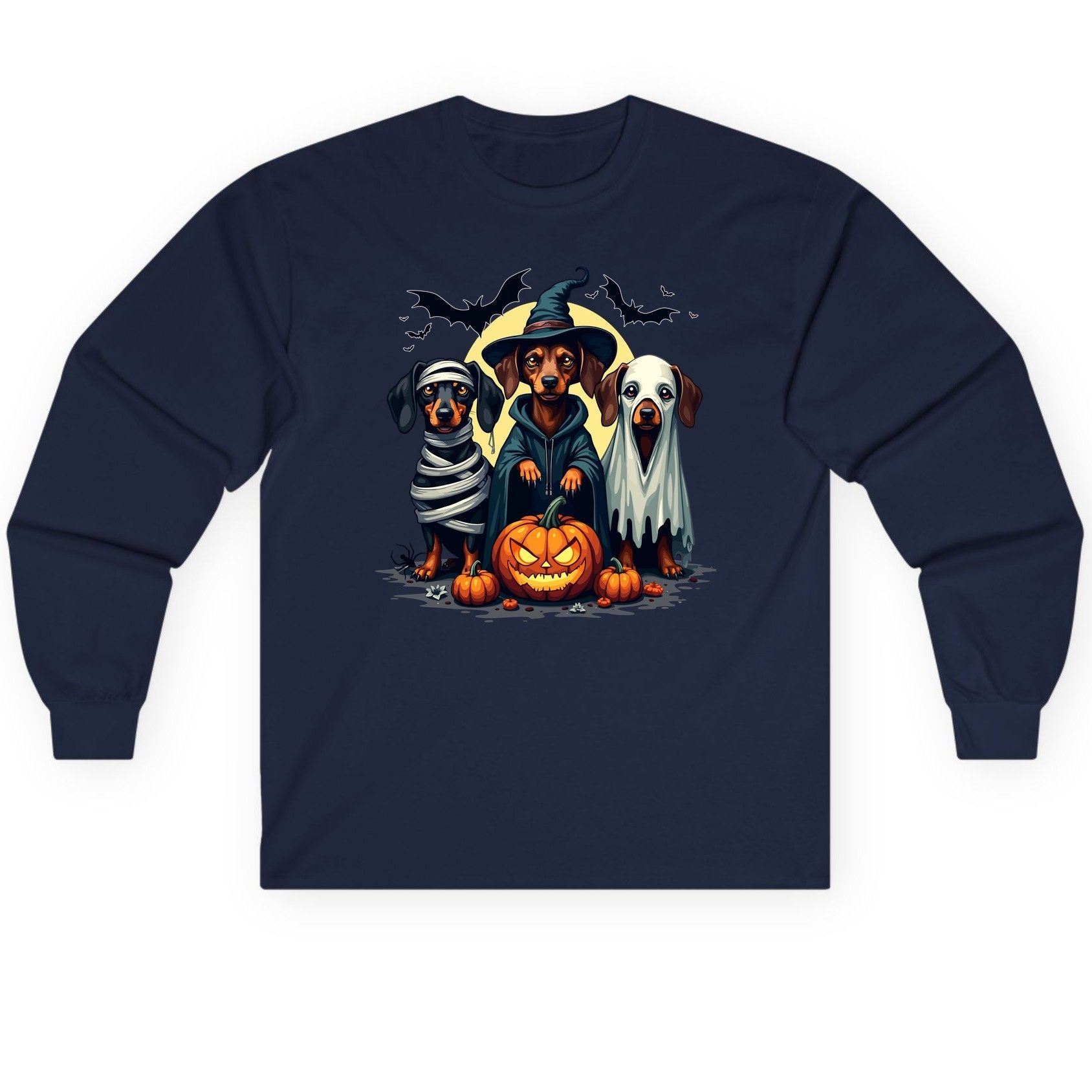 Dachshund Halloween Costumes dachshunds Long Sleeve Tee Navy product mockup