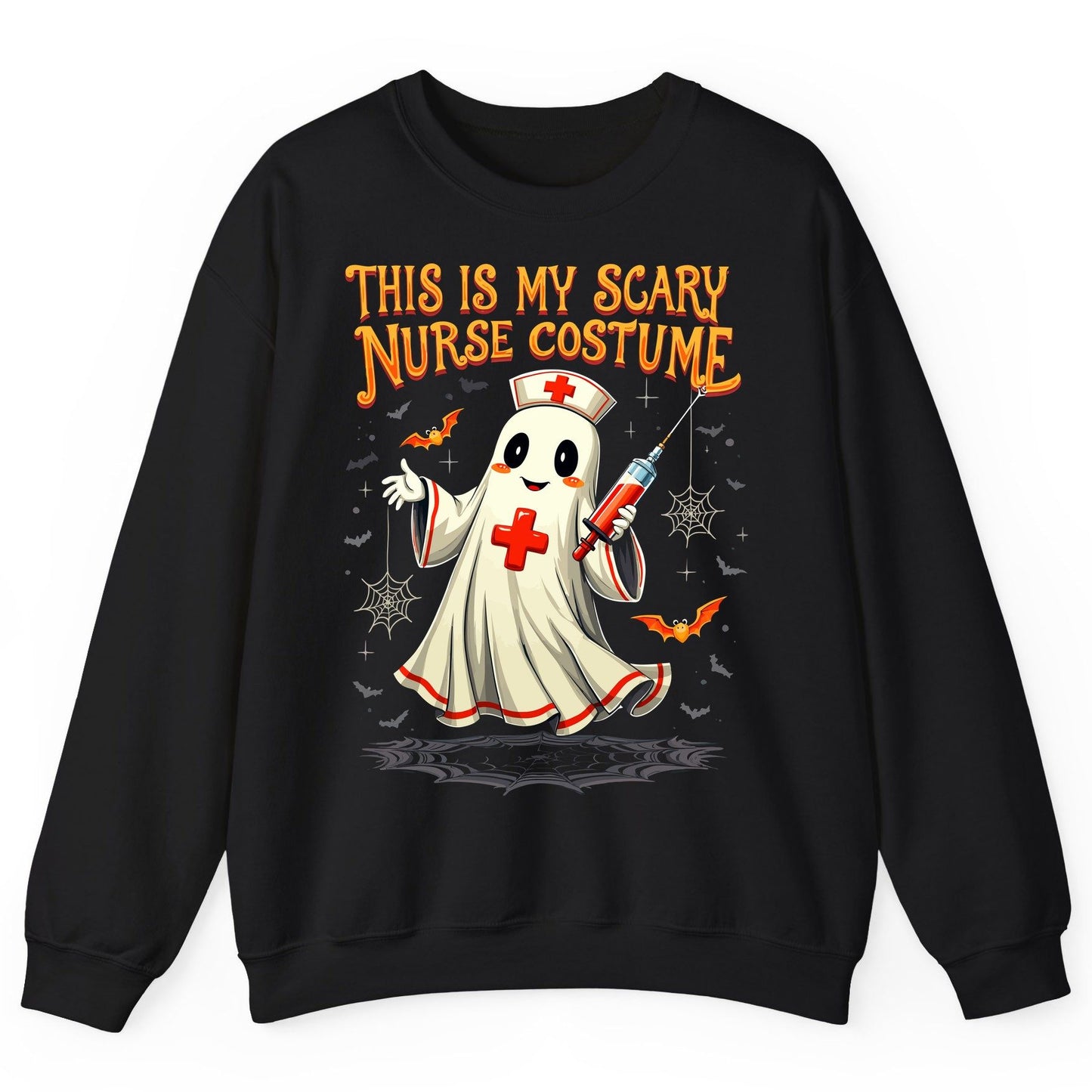 This Is My Scary Nurse Costume Halloween ghost nurse Sweatshirt Black product mockup