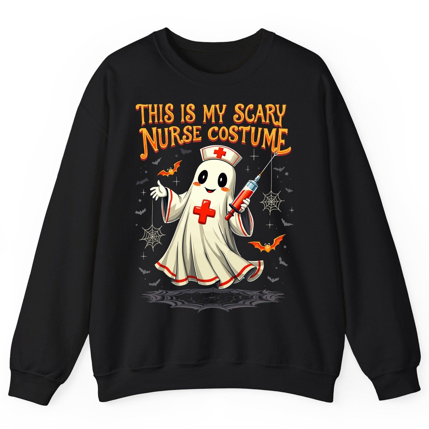 This Is My Scary Nurse Costume Halloween ghost nurse Sweatshirt Black product mockup