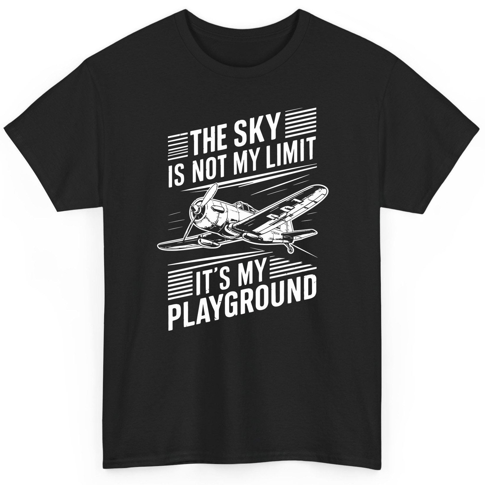 The Sky Is Not My Limit It's My Playground vintage airplane T-Shirt Black product mockup