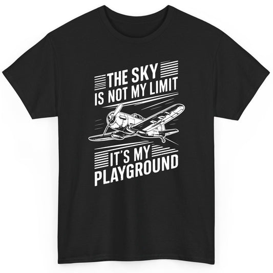 The Sky Is Not My Limit It's My Playground vintage airplane T-Shirt Black product mockup