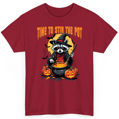 Time to Stir the Pot Halloween raccoon T-Shirt Cardinal Red product mockup