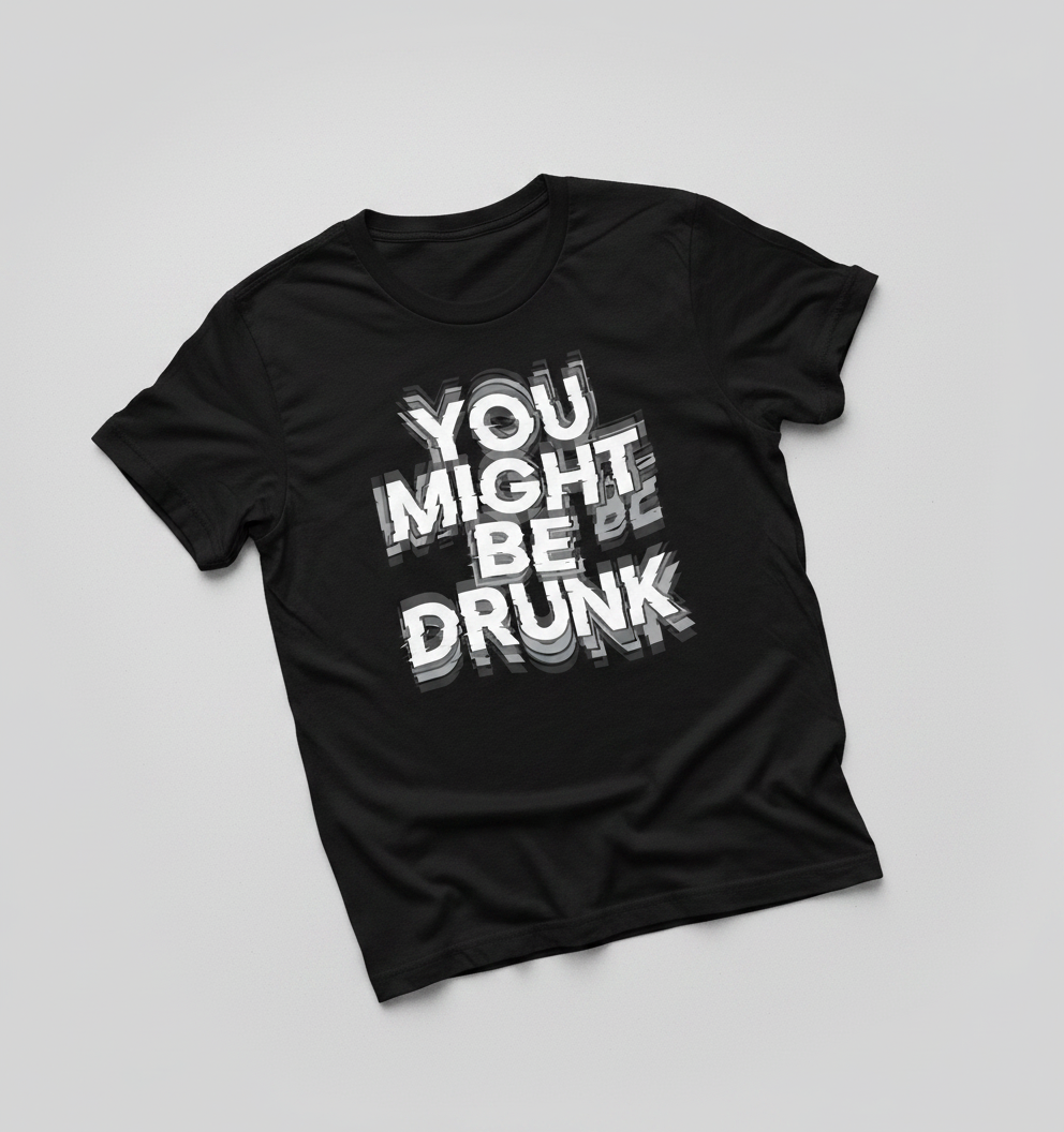 You Might Be Drunk Funny Drinking Quote T-Shirt - Black