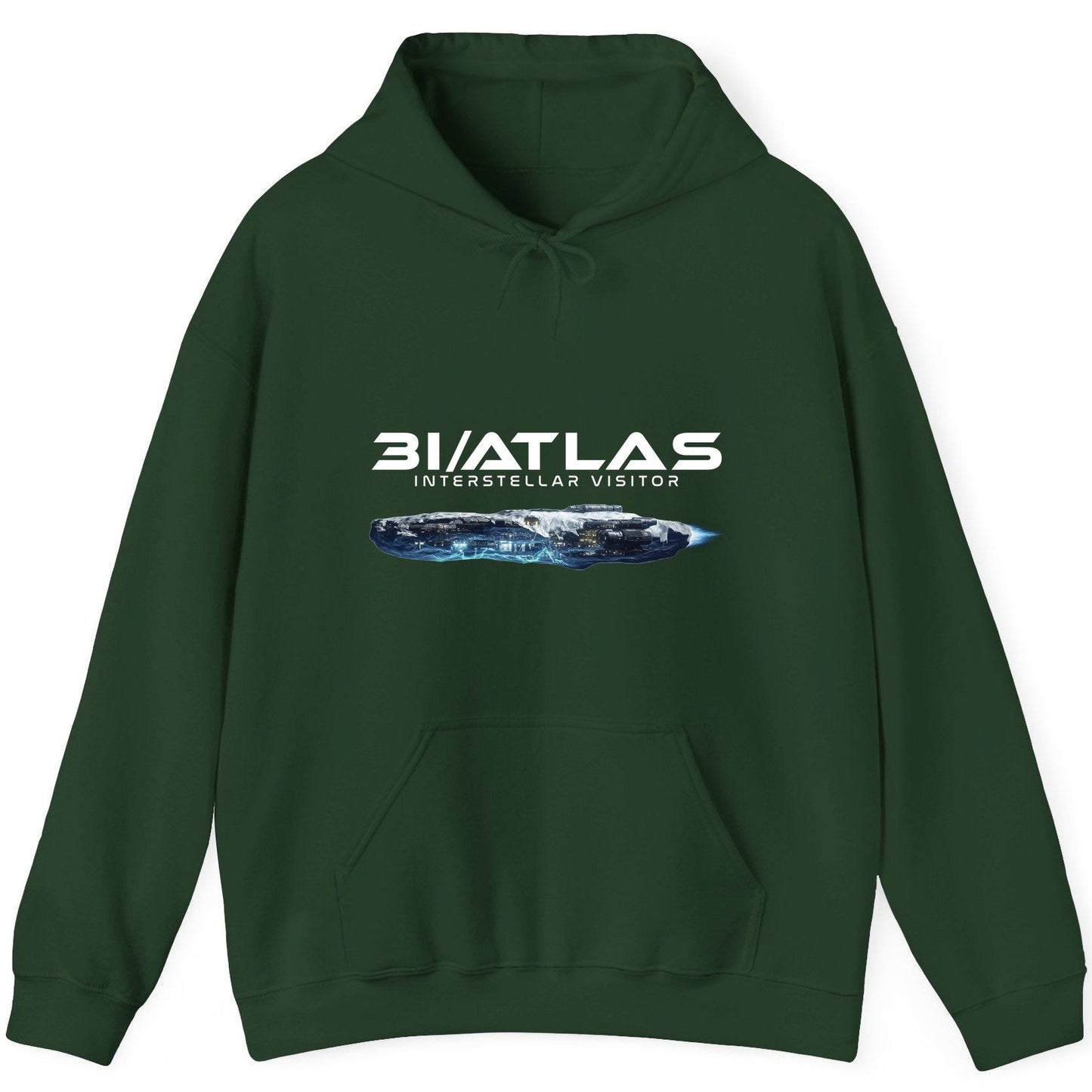 31 Atlas Interstellar Visitor sci-fi spaceship Hoodie Forest Green product mockup