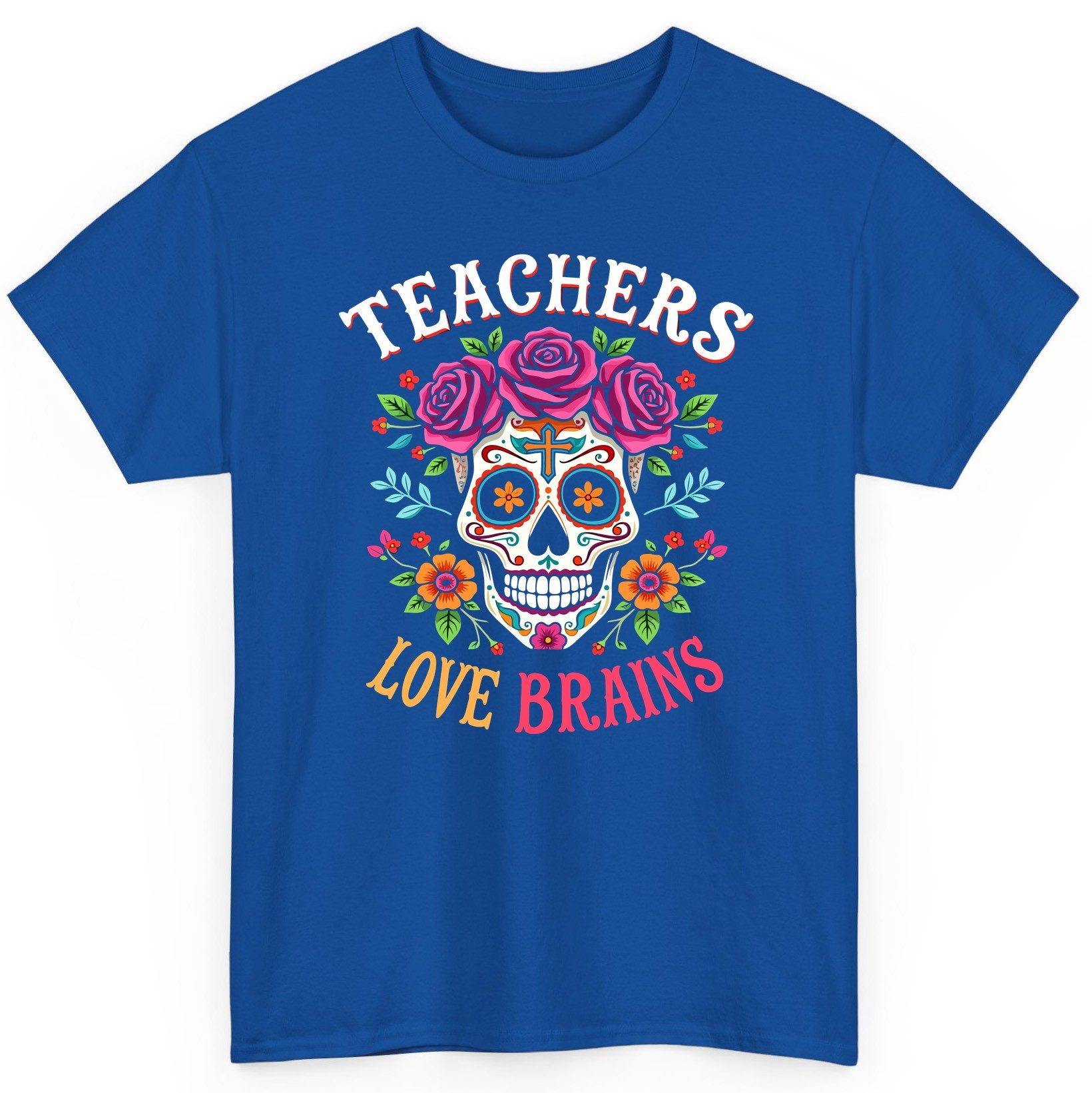 Teachers Love Brains teacher T-Shirt Royal product mockup