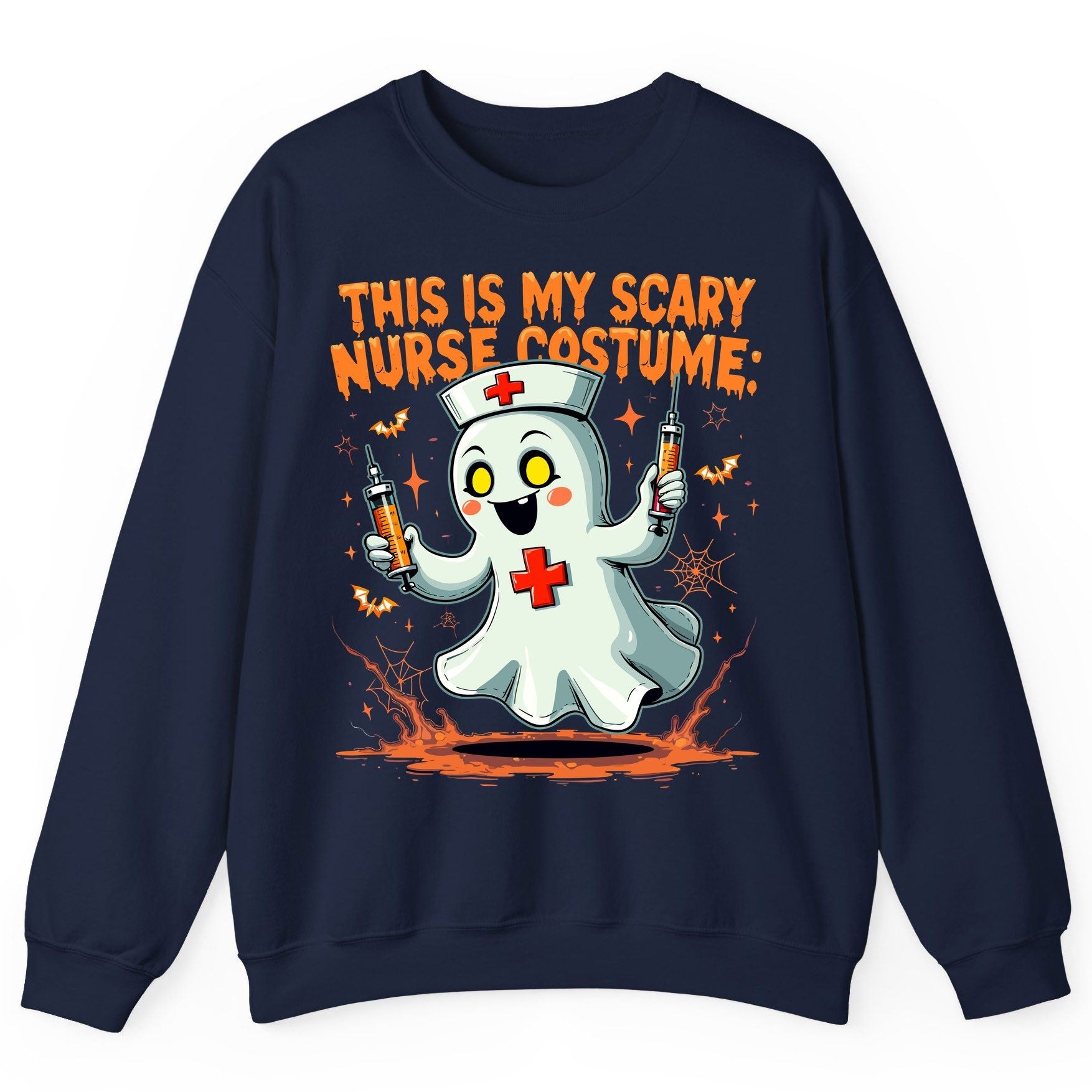 This Is My Scary Nurse Costume ghost nurse Sweatshirt Navy product mockup