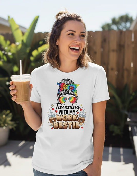 Twinning with My Work Bestie work bestie T-Shirt White lifestyle mockup