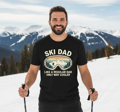 Ski Dad Like a Regular Dad Only Way Cooler skiing T-Shirt Black lifestyle mockup