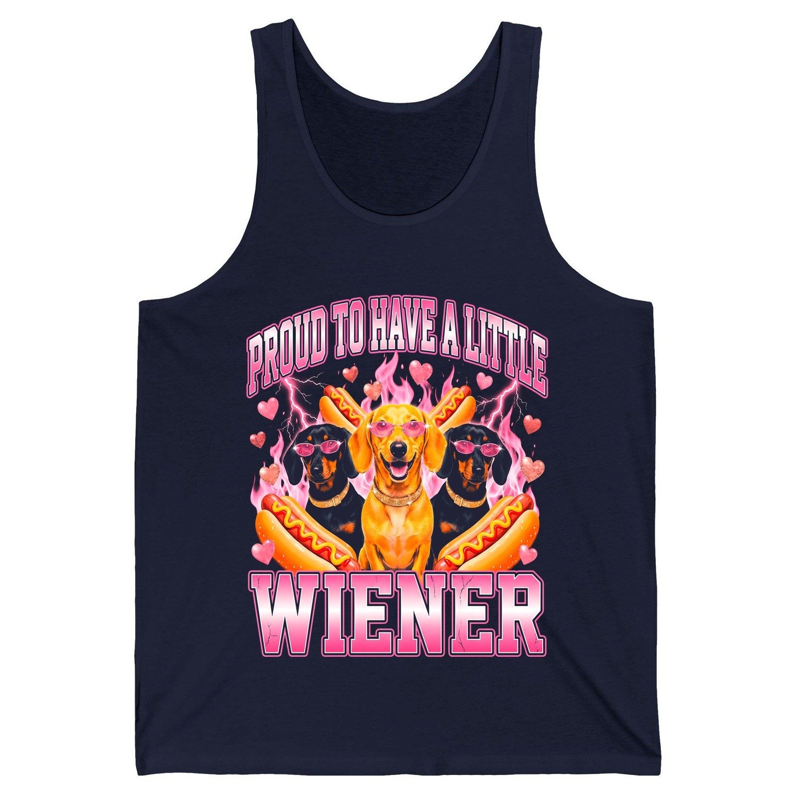 Proud to Have a Little Wiener dachshund Tank Top Navy product mockup