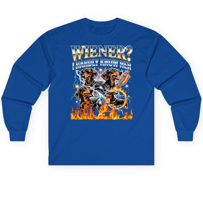 Wiener I Hardly Know Her dachshund Long Sleeve Tee Royal product mockup