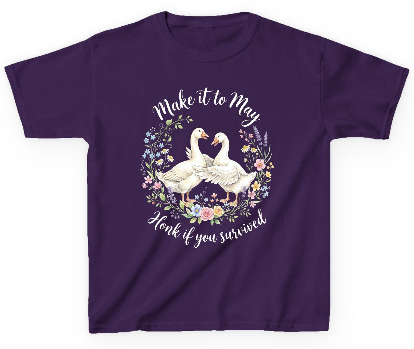 Make It to May Honk If You Survived Funny Geese Youth T-Shirt - product mockup - Purple