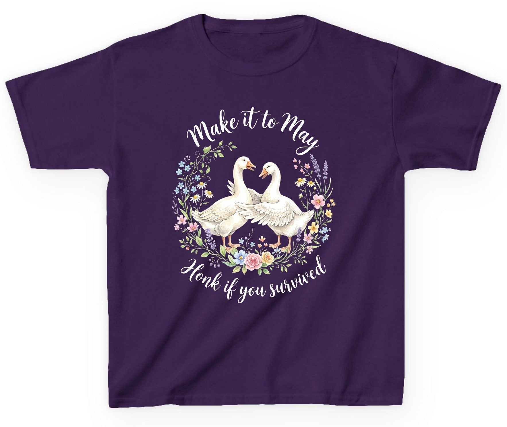 Make It to May Honk If You Survived Funny Geese Youth T-Shirt - product mockup - Purple