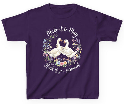Make It to May Honk If You Survived Funny Geese Youth T-Shirt - product mockup - Purple