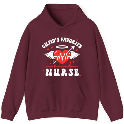 Cupid's Favorite Nurse nursing Hoodie Maroon product mockup
