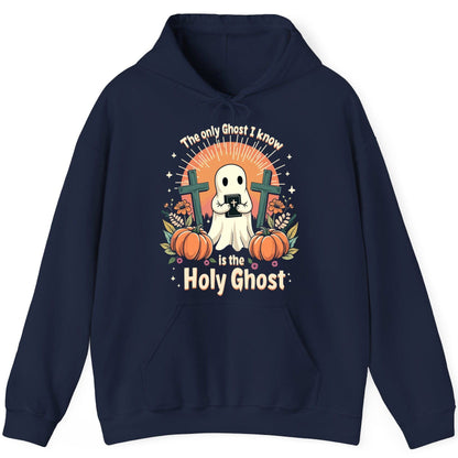 The Only Ghost I Know Is the Holy Ghost christian Halloween Hoodie Navy product mockup