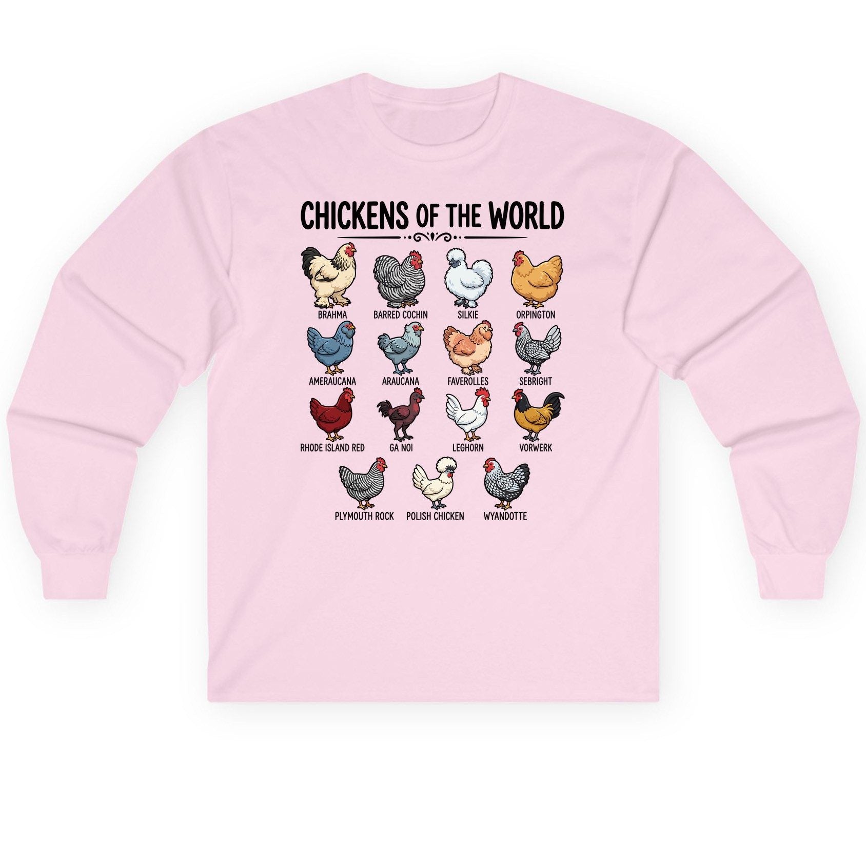 Breeds of the World, Brahma, Barred Cochin, Silkie, Orpington, Ameraucana, Araucana, Faverolles, Sebright, Rhode Island Red,