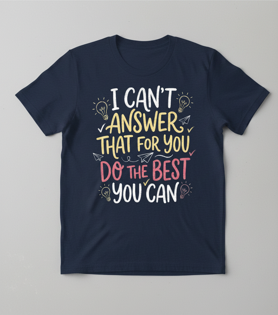 I Can't Answer That For You Teacher Quote T-Shirt - Navy