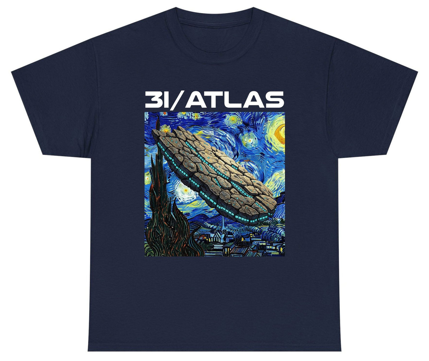 31 Atlas van gogh sci-fi mashup Youth T-Shirt Navy product mockup
