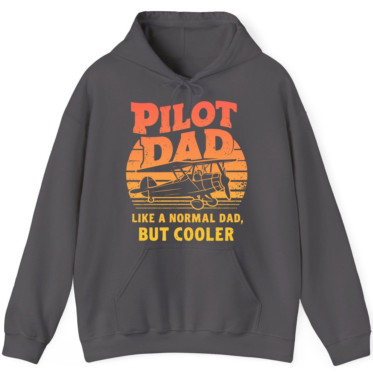 Pilot Dad Like a Normal Dad, but Cooler pilots Hoodie Charcoal product mockup