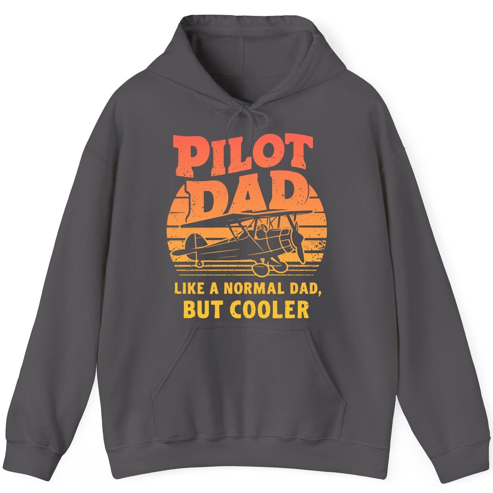 Pilot Dad Like a Normal Dad, but Cooler pilots Hoodie Charcoal product mockup