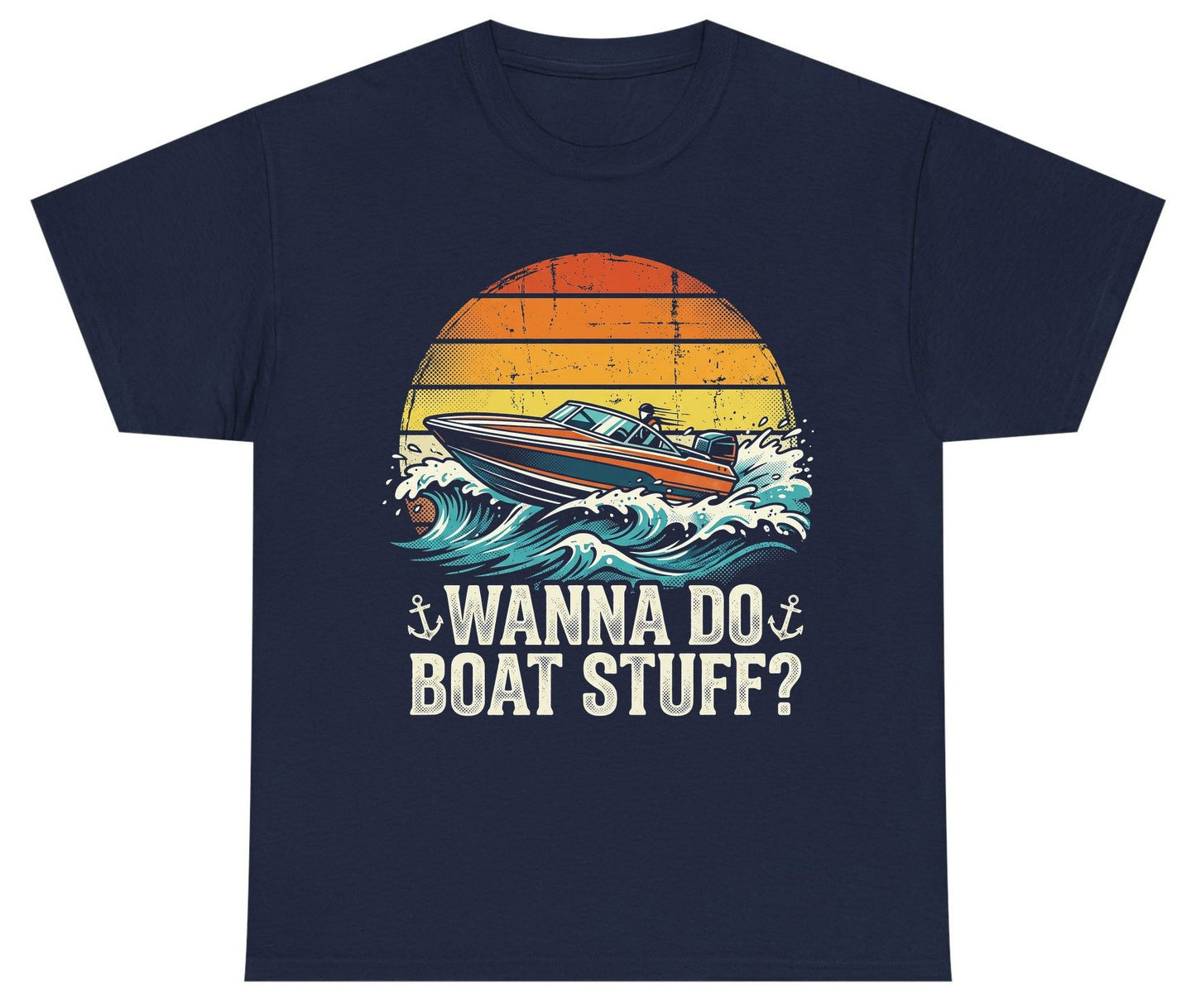WANNA DO BOAT STUFF Funny Boating Youth T-Shirt - product mockup - Navy