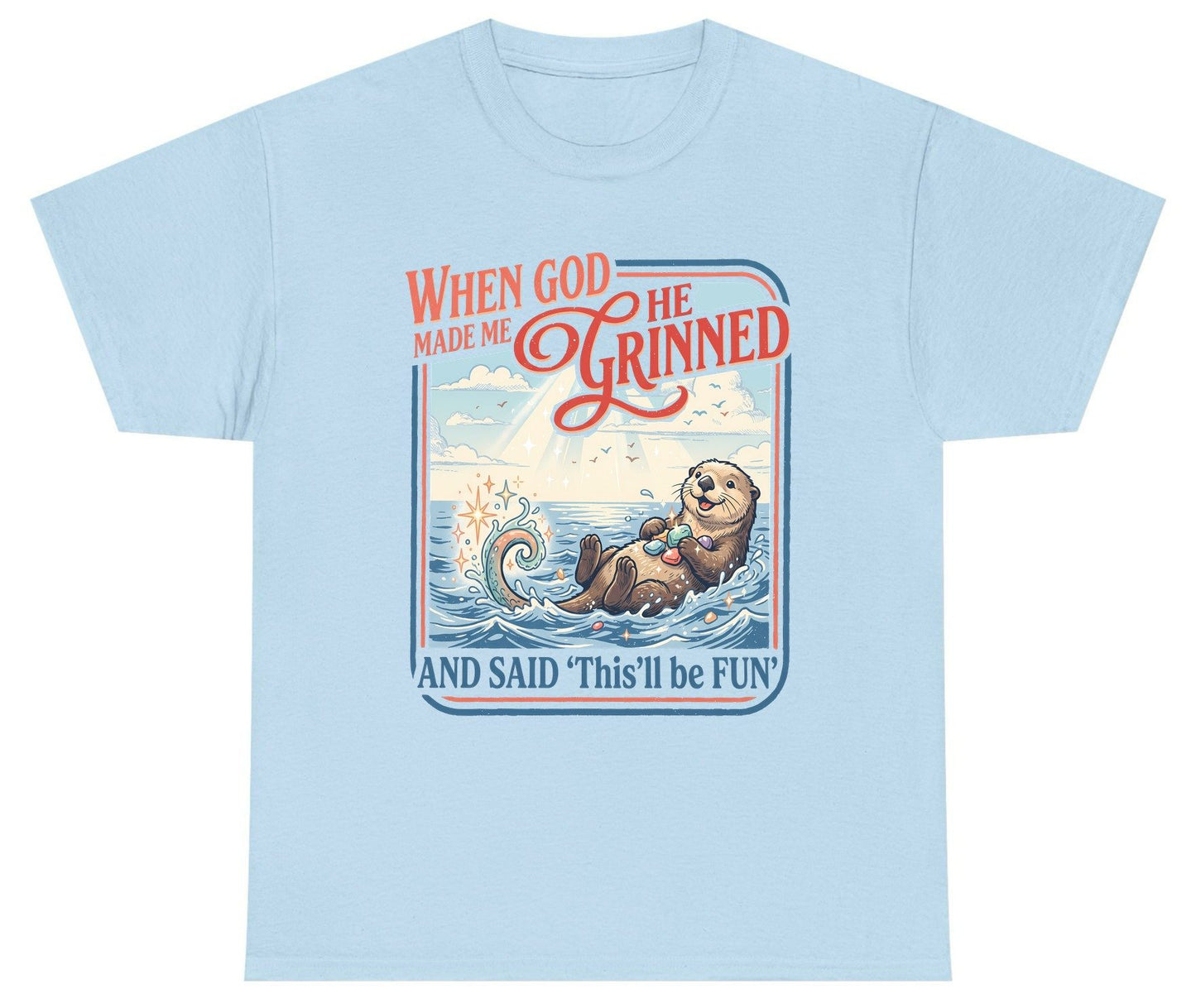 When God Made Me He Grinned and Said 'This'll Be FUN' Youth T-Shirt - product mockup - Light Blue