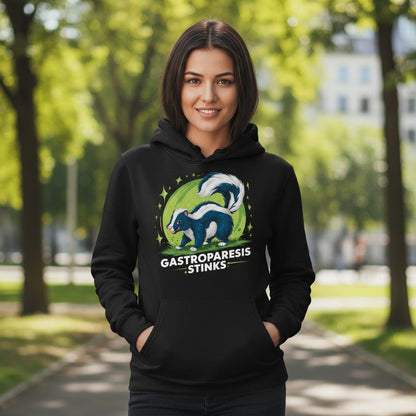 Gastroparesis Stinks gastroparesis awareness Hoodie Black lifestyle mockup
